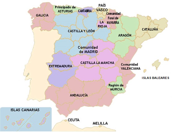 Mapa de las Autonomías de España