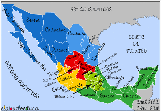 Learn Mexico States and its Capitals - elabueloeduca.com